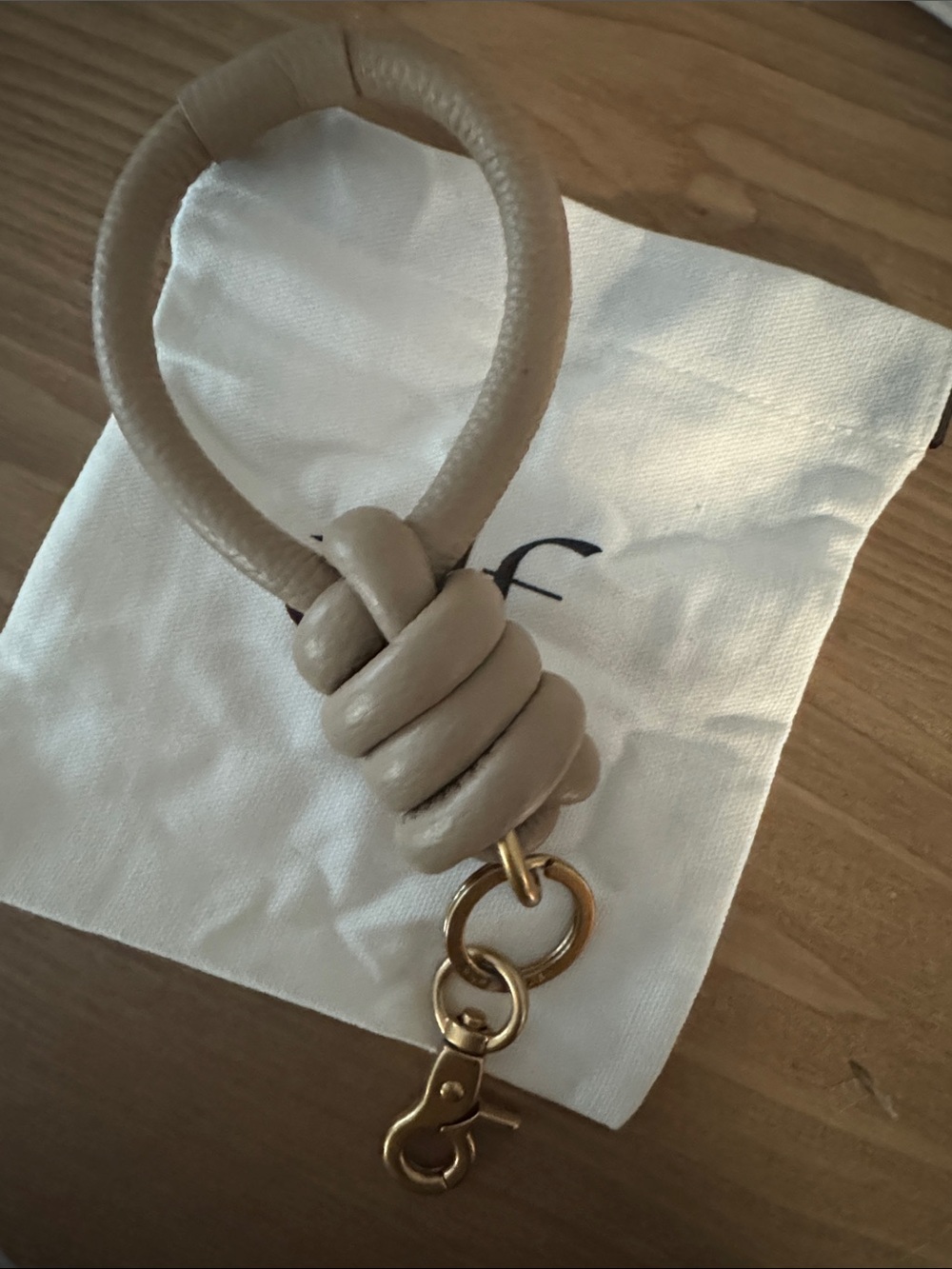 Alf the Label Leather Knot Key Ring Wristlet - Almond